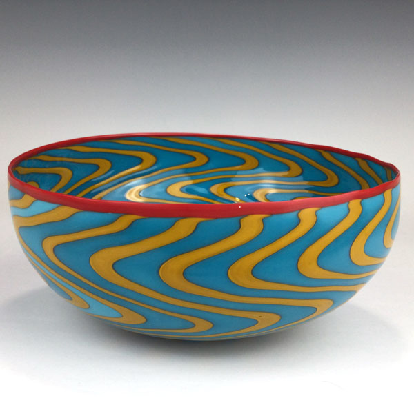 Turquoise & Orange Cane Bowl - Image 4